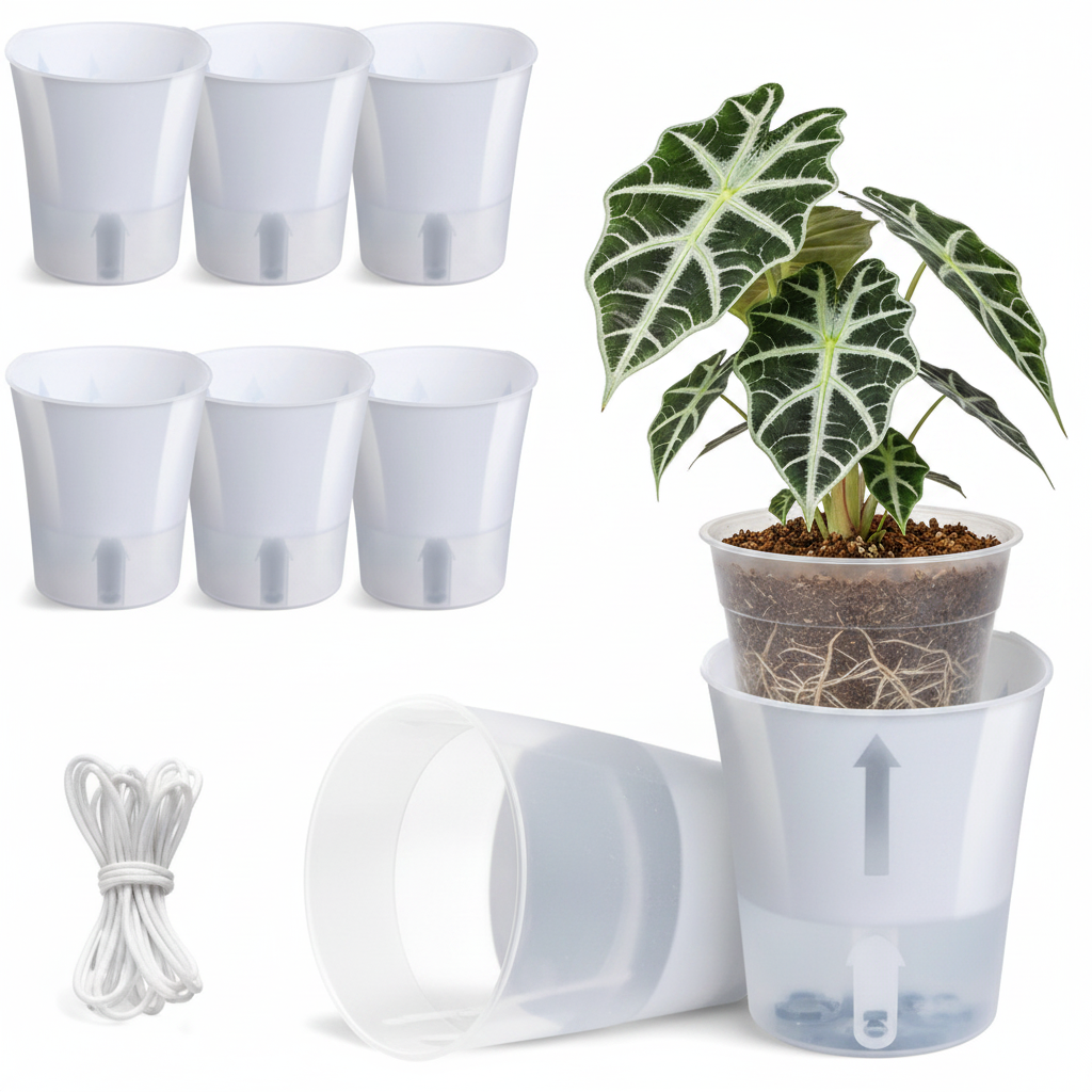 Self Watering Pots with Alocasia