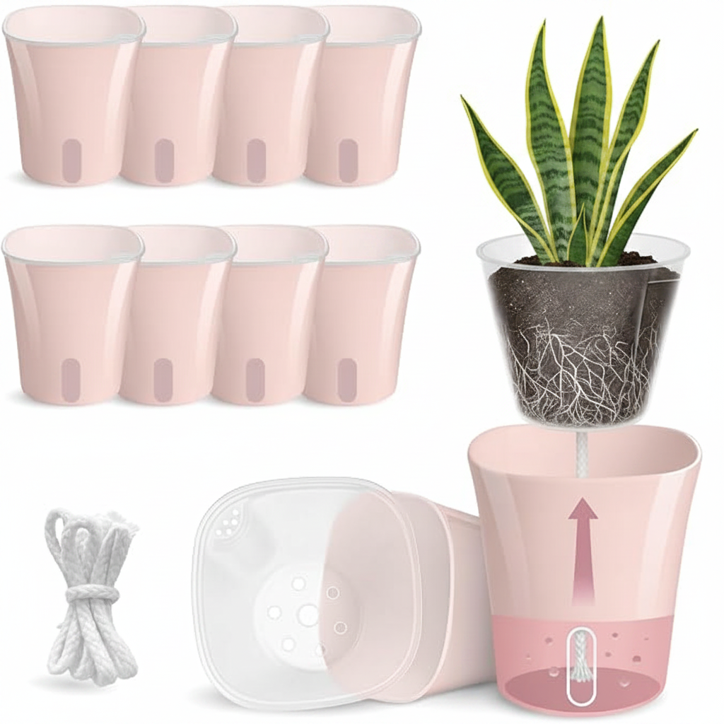 Self Watering Pots with Snake Plant