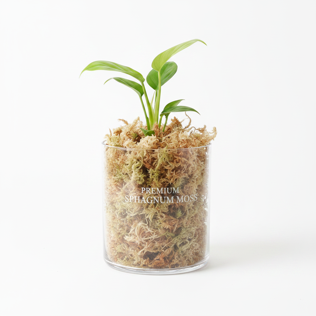 Sphagnum Moss in Clear Glass Pot